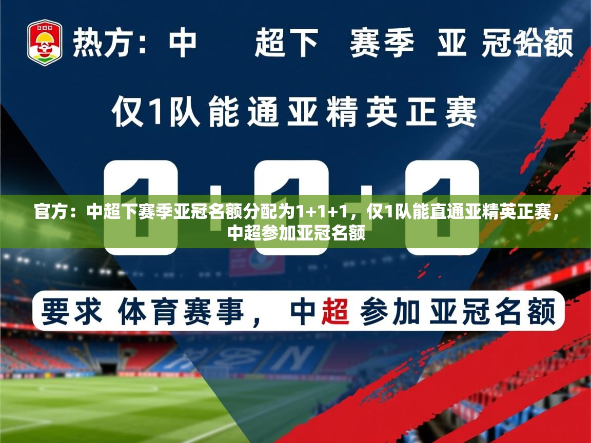 2025爱游戏体育在线官网入口官方:中超下赛季亚冠名额分配为1+1+1,仅1队能直通亚精英正赛,中超参加亚冠名额 第1张