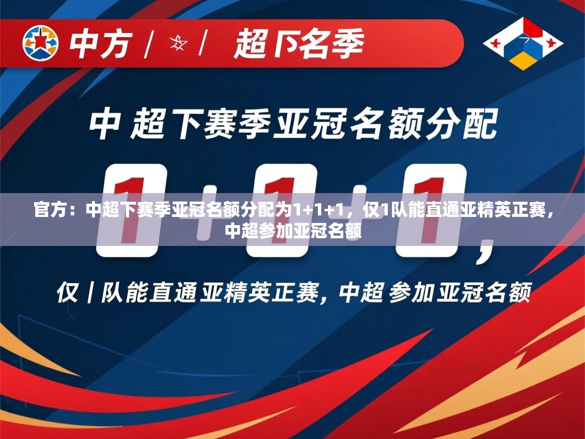 2025爱游戏体育在线官网入口官方:中超下赛季亚冠名额分配为1+1+1,仅1队能直通亚精英正赛,中超参加亚冠名额 第4张